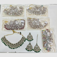 Rajwadi Collection Golden Glamour Crystal Stone And Pearl Necklace Set
