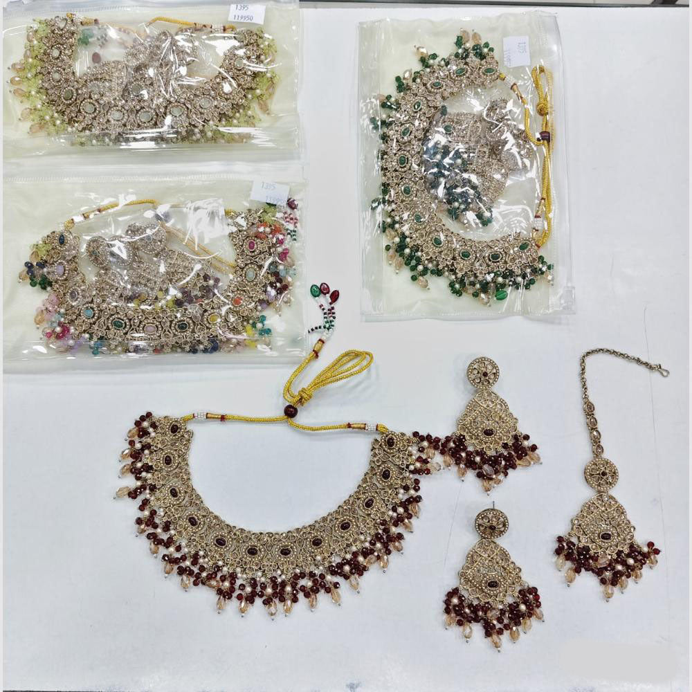 Rajwadi Collection Boldly Ethnic Crystal Stone And Pearl Necklace Set