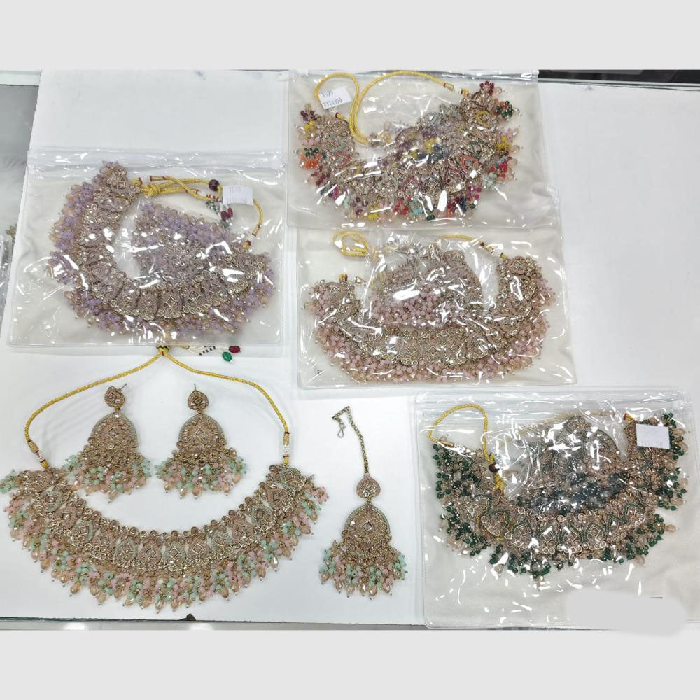 Rajwadi Collection Heirloom Glow Crystal Stone And Pearl Necklace Set