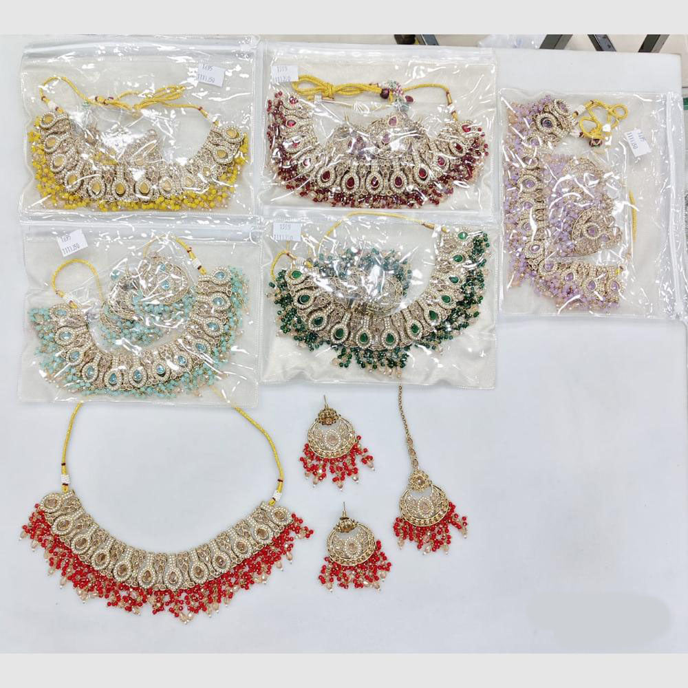 Rajwadi Collection Glow of the Royals Crystal Stone And Pearl Necklace Set