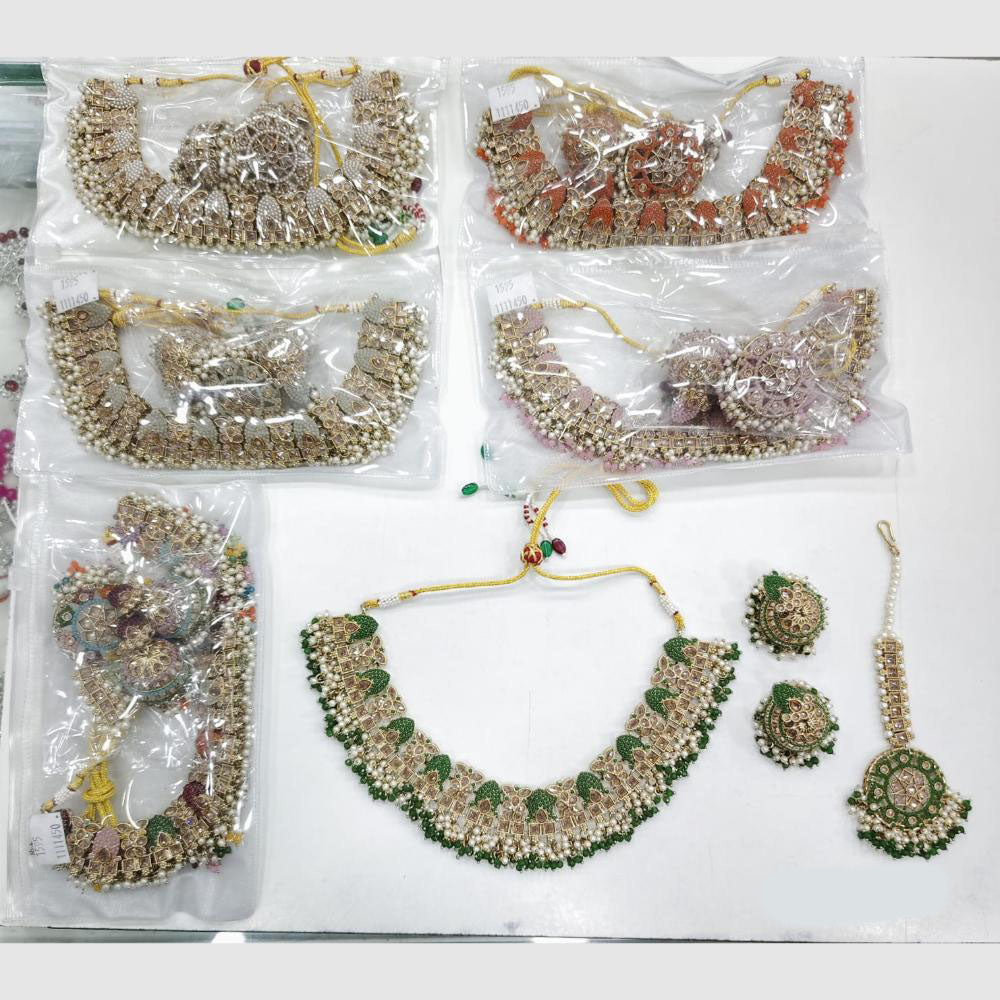 Rajwadi Collection Palace Glow Crystal Stone And Pearl Necklace Set