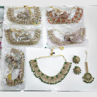 Rajwadi Collection Palace Glow Crystal Stone And Pearl Necklace Set