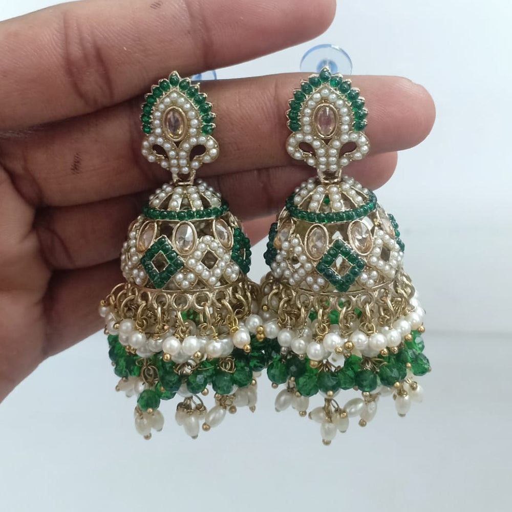 Rajwadi Collection Crystal Stone And Beads Jhumki Earrings