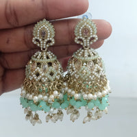 Rajwadi Collection Crystal Stone And Beads Jhumki Earrings