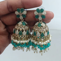 Rajwadi Collection Crystal Stone And Beads Jhumki Earrings