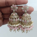 Rajwadi Collection Crystal Stone And Beads Jhumki Earrings
