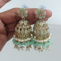 Rajwadi Collection Crystal Stone And Beads Jhumki Earrings