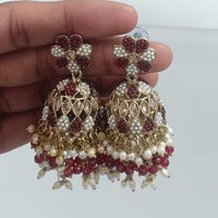 Rajwadi Collection Crystal Stone And Beads Jhumki Earrings