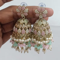 Rajwadi Collection Crystal Stone And Beads Jhumki Earrings