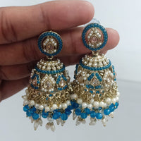 Rajwadi Collection Crystal Stone And Beads Jhumki Earrings