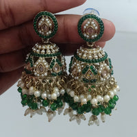 Rajwadi Collection Crystal Stone And Beads Jhumki Earrings
