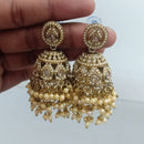 Rajwadi Collection Crystal Stone And Beads Jhumki Earrings