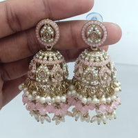 Rajwadi Collection Crystal Stone And Beads Jhumki Earrings