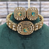 Rajwadi Collection Imperial Glow Kundan And Resin Stone Choker Necklace Set