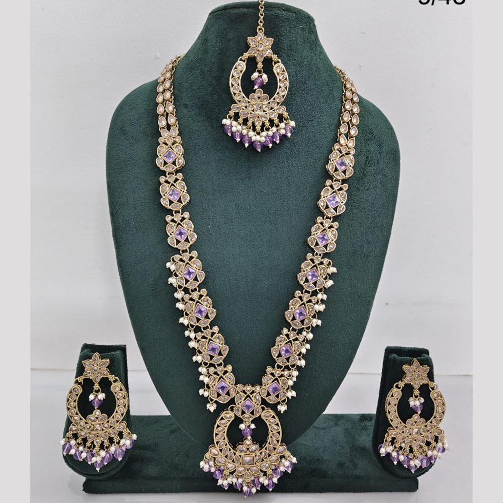 Rajwadi Collection Crystal And Pearl Necklace Set