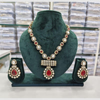 Rajwadi Collection Crown Jewels Crystal And Austrain Stone Necklace Set