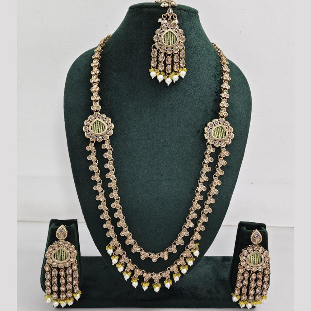 Rajwadi Collection Crystal And Pearl Necklace Set