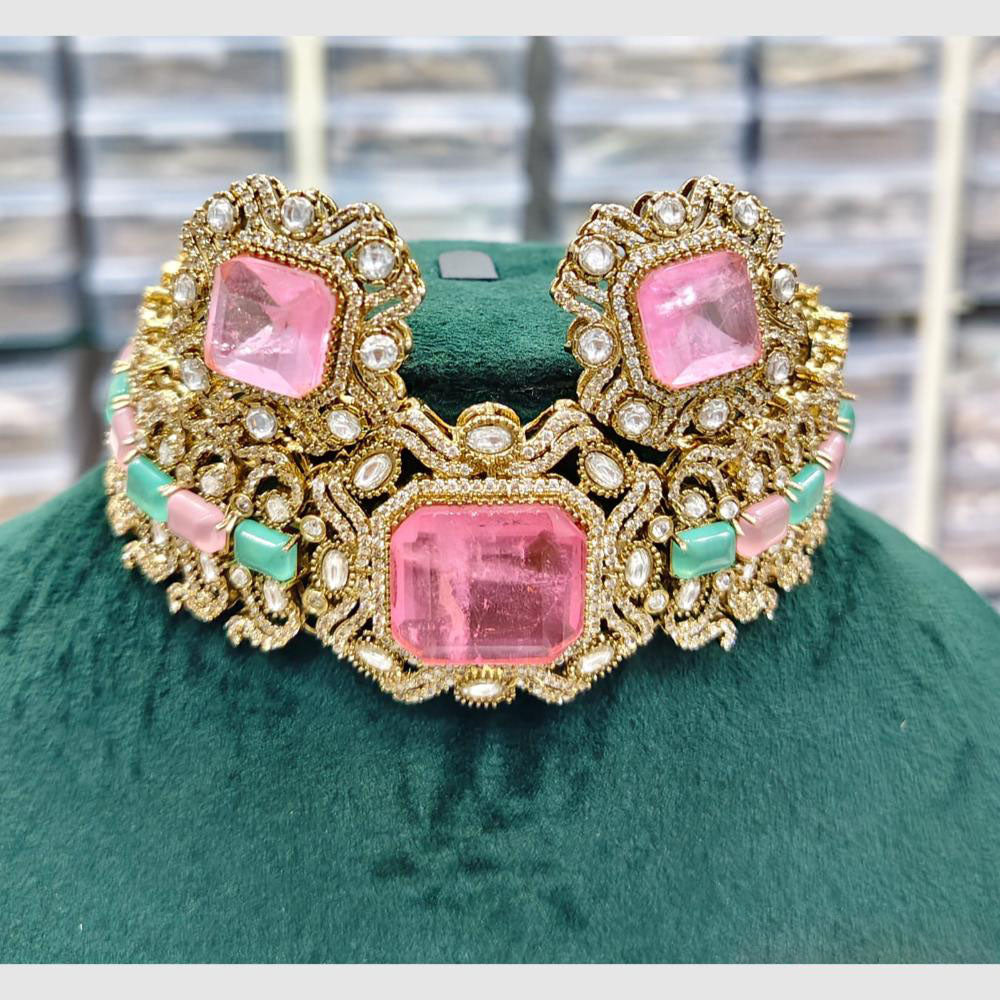 Rajwadi Collection Cultural Spark Crystal And Austrain Stone Bridal & Festive Wear Necklace Set