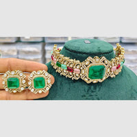 Rajwadi Collection Cultural Spark Crystal And Austrain Stone Bridal & Festive Wear Necklace Set 