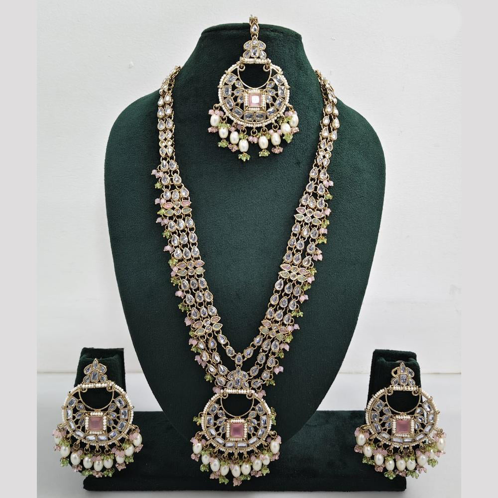 Rajwadi Collection Crystal And Pearl Necklace Set