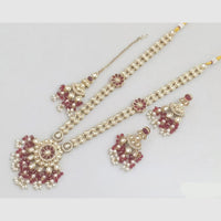 Rajwadi Collection Grace of the Queen Kundan And Pota Pearls Long Necklace Set