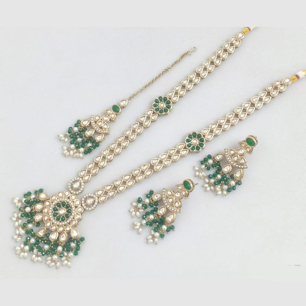 Rajwadi Collection Grace of the Queen Kundan And Pota Pearls Long Necklace Set