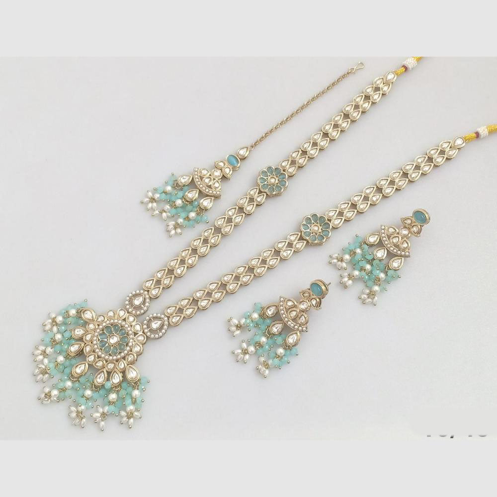 Rajwadi Collection Grace of the Queen Kundan And Pota Pearls Long Necklace Set