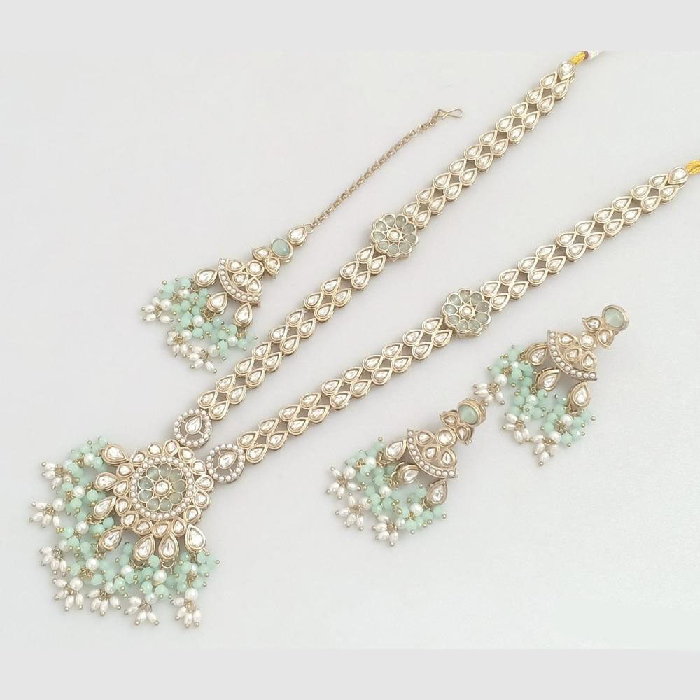 Rajwadi Collection Grace of the Queen Kundan And Pota Pearls Long Necklace Set