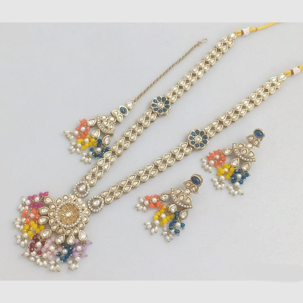 Rajwadi Collection Grace of the Queen Kundan And Pota Pearls Long Necklace Set