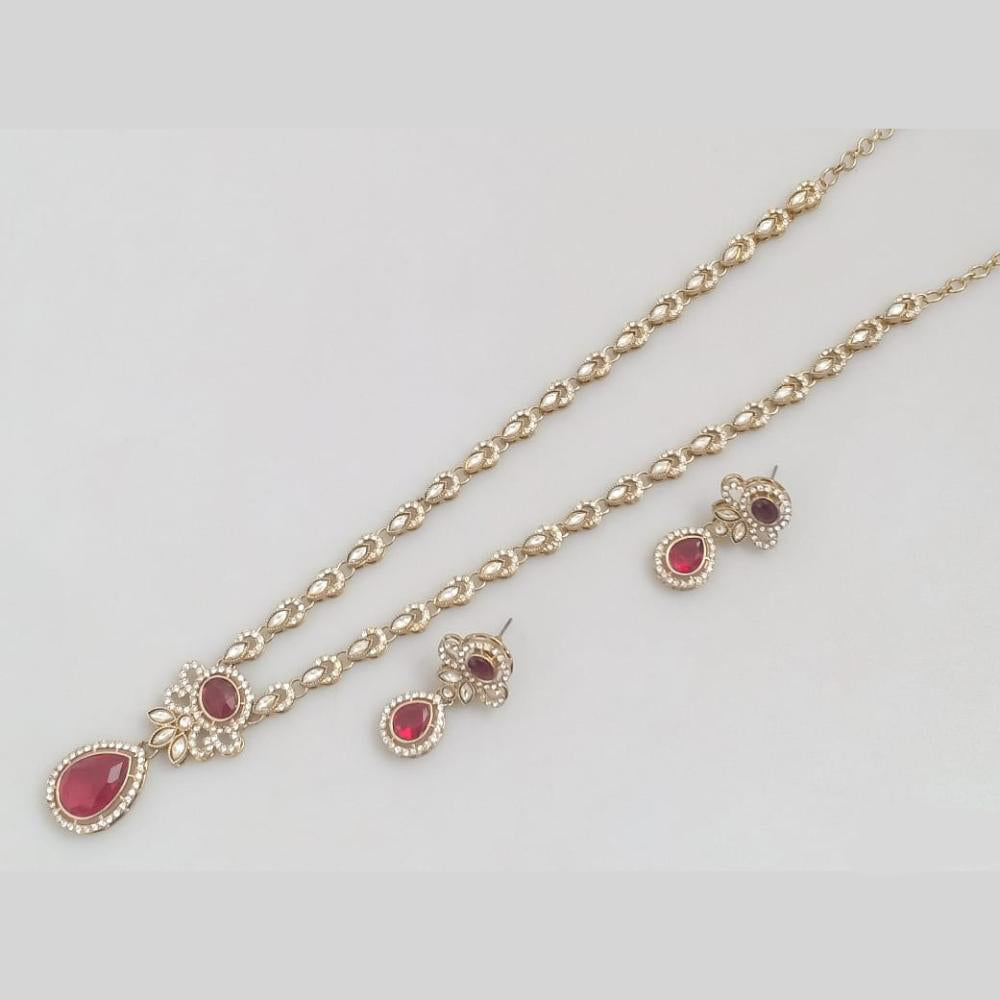 Rajwadi Collection Luxe Crystal And Austrain Stone Bridal & Occasion Wear Long Necklace Set Set