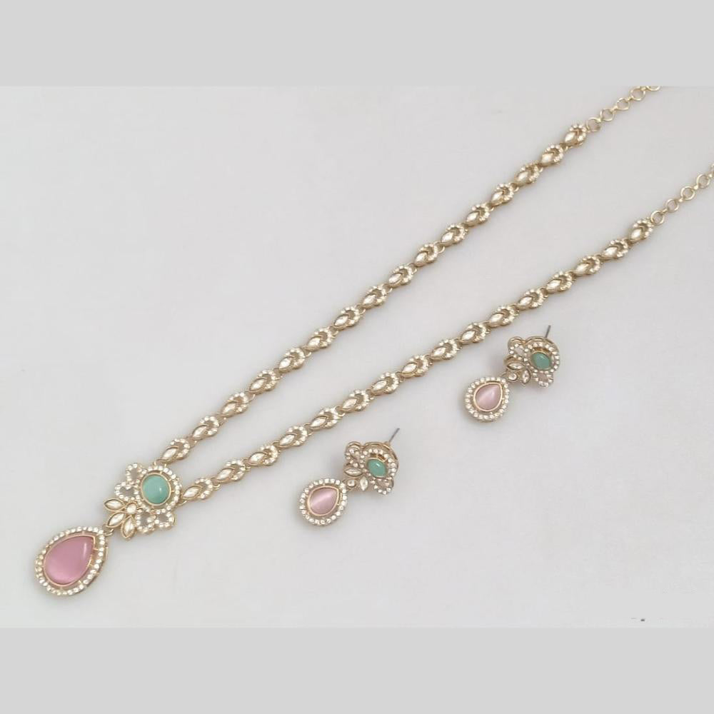 Rajwadi Collection Luxe Crystal And Austrain Stone Bridal & Occasion Wear Long Necklace Set Set