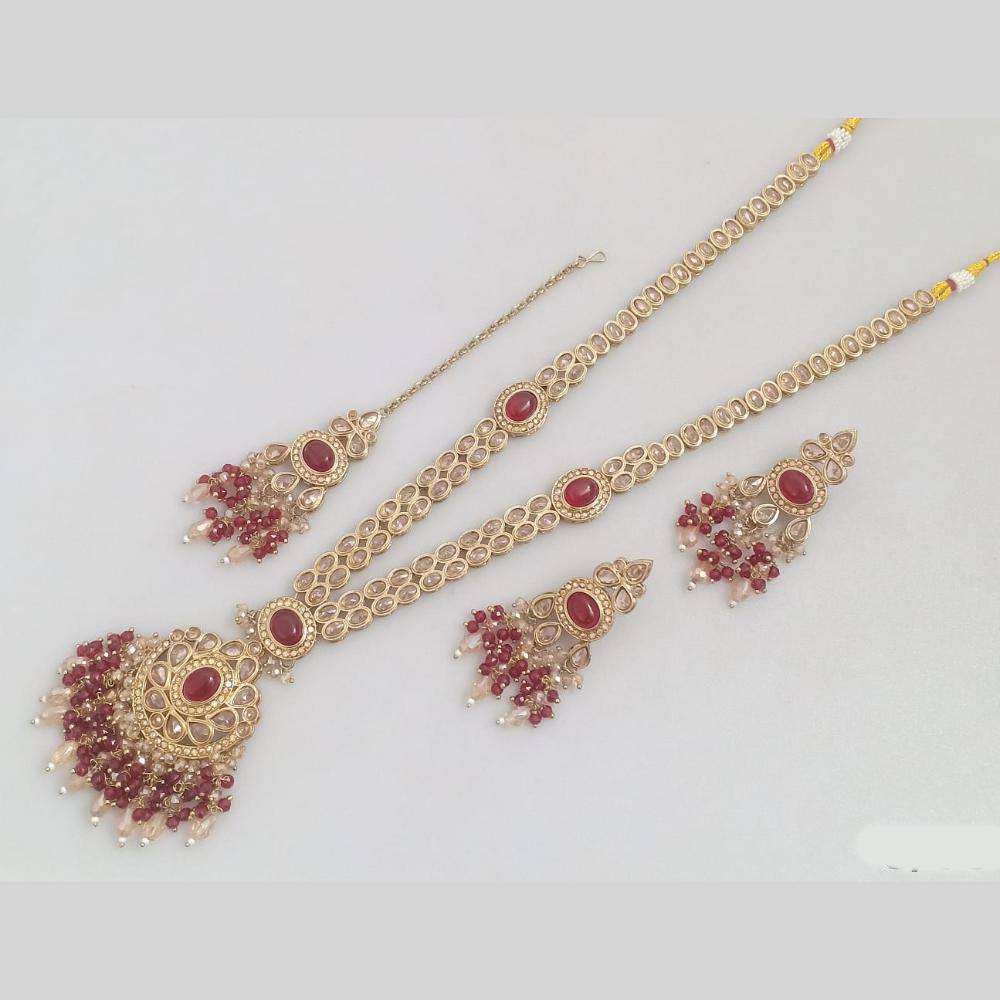 Rajwadi Collection Ethnic Glam Crystal And Austrain Stone BeadsLong Necklace Set