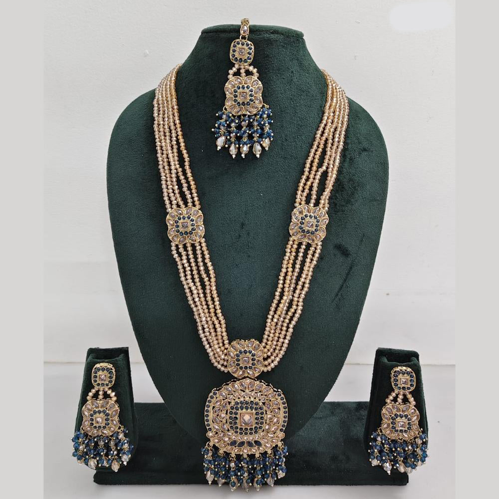 Rajwadi Collection Exquisite Long Necklace Set Embellished with Sparkling Crystals and Beads