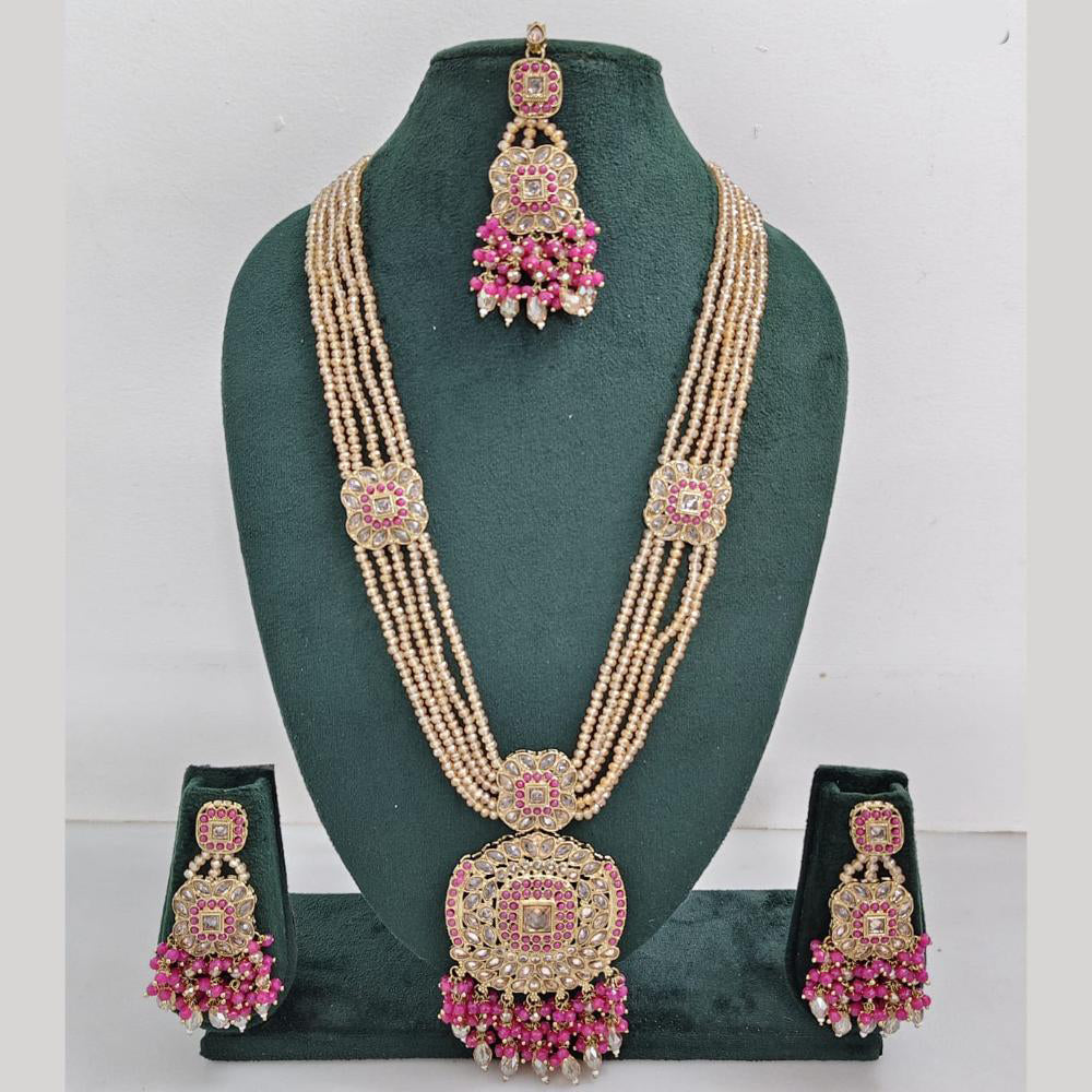 Rajwadi Collection Exquisite Long Necklace Set Embellished with Sparkling Crystals and Beads