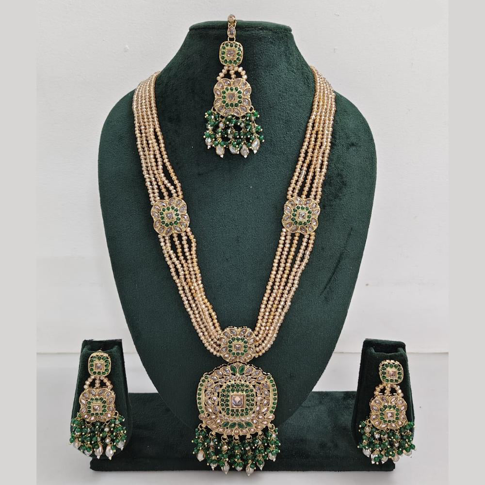 Rajwadi Collection Exquisite Long Necklace Set Embellished with Sparkling Crystals and Beads