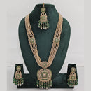 Rajwadi Collection Exquisite Long Necklace Set Embellished with Sparkling Crystals and Beads