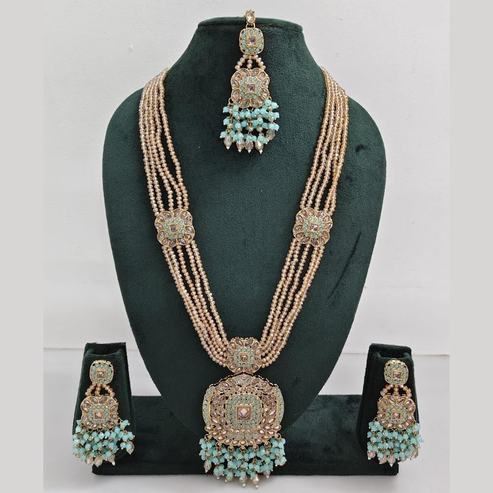 Rajwadi Collection Exquisite Long Necklace Set Embellished with Sparkling Crystals and Beads