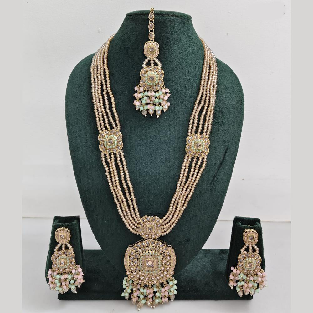 Rajwadi Collection Exquisite Long Necklace Set Embellished with Sparkling Crystals and Beads