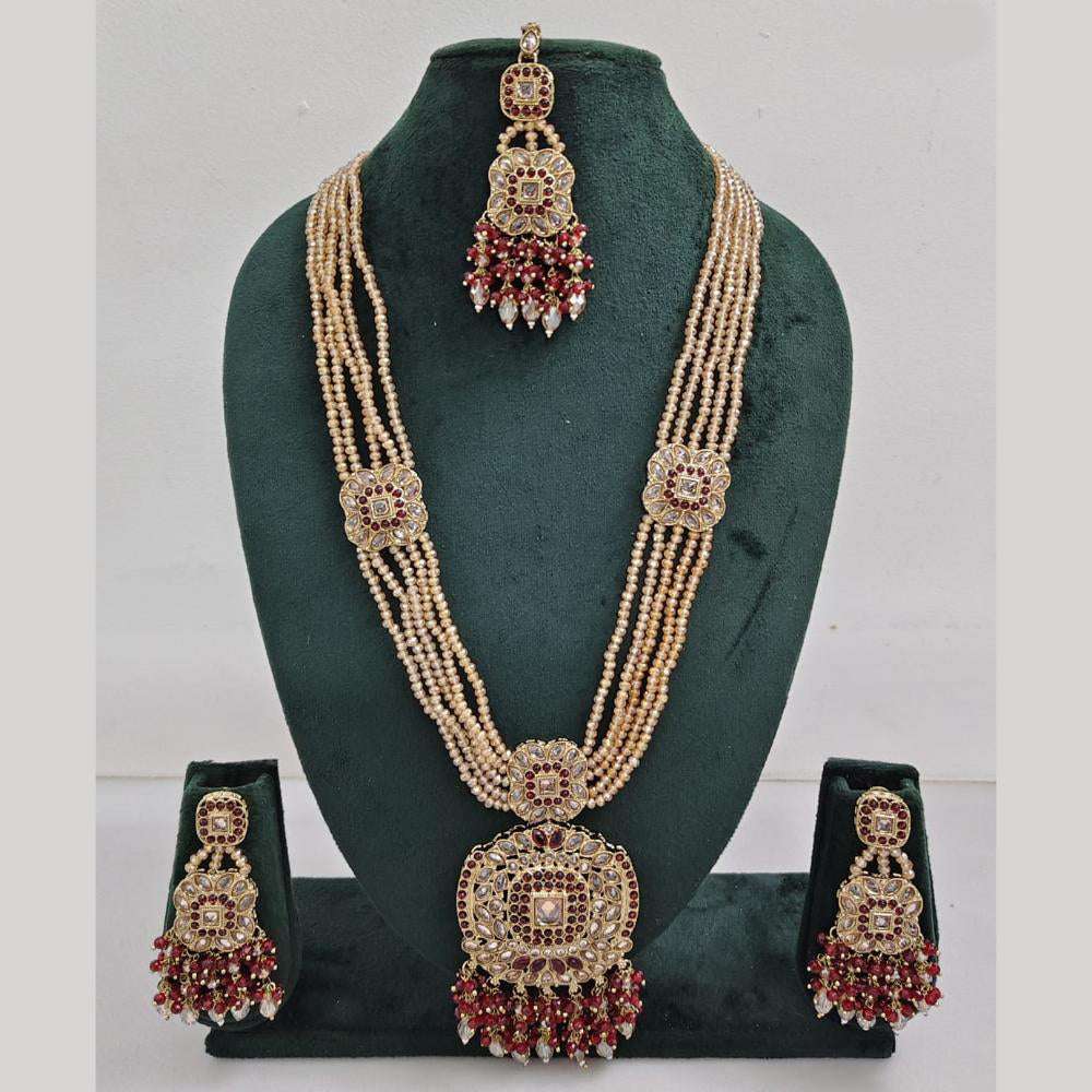 Rajwadi Collection Exquisite Long Necklace Set Embellished with Sparkling Crystals and Beads