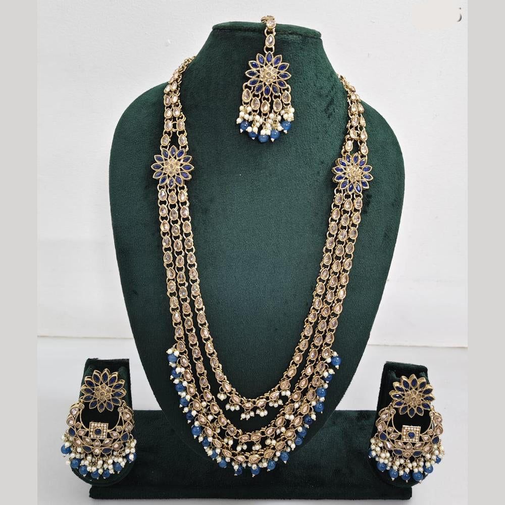 Rajwadi Collection Exquisite Long Necklace Set Embellished with Sparkling Crystals and Beads