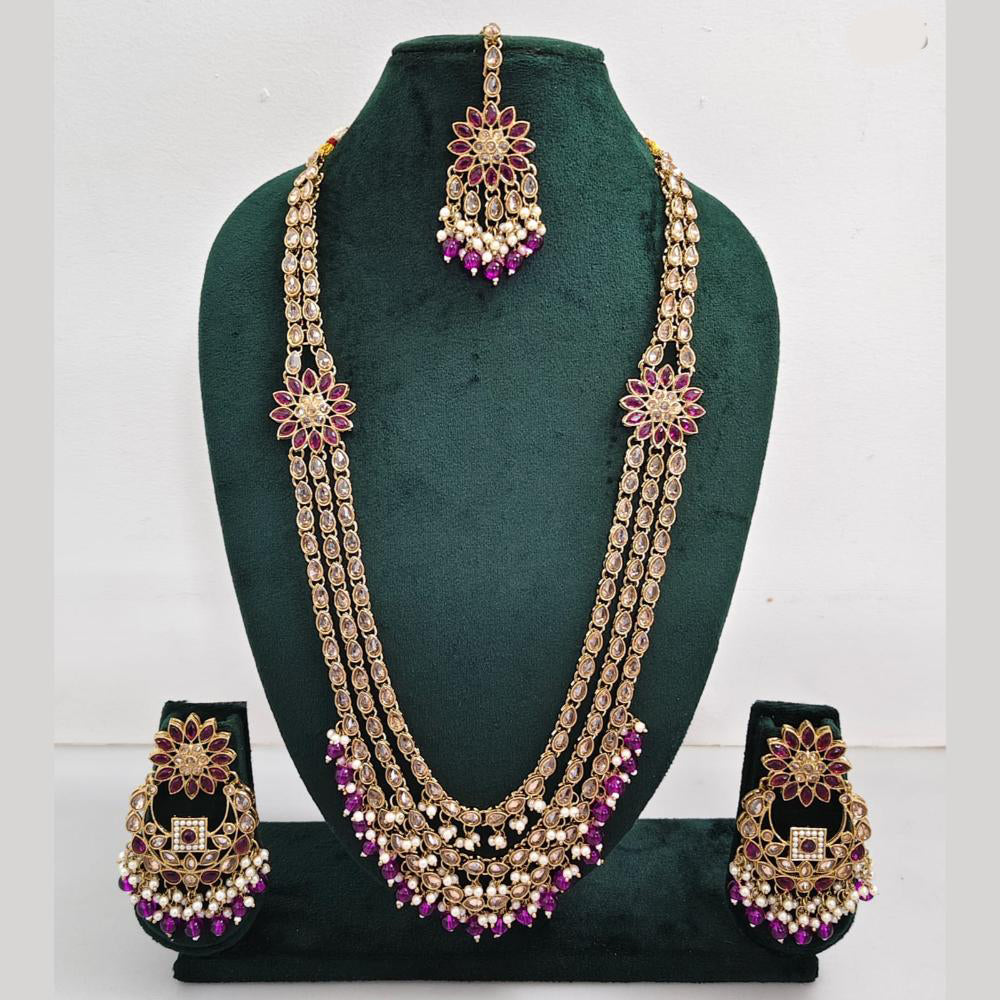 Rajwadi Collection Exquisite Long Necklace Set Embellished with Sparkling Crystals and Beads