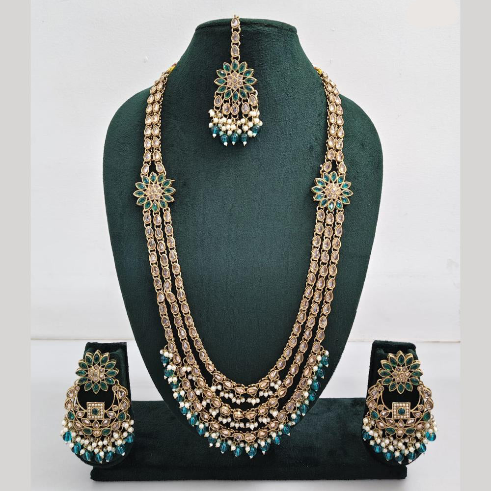 Rajwadi Collection Exquisite Long Necklace Set Embellished with Sparkling Crystals and Beads