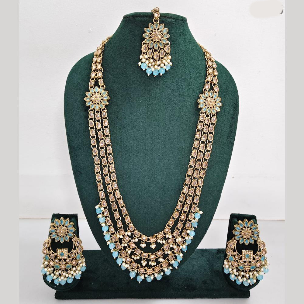 Rajwadi Collection Exquisite Long Necklace Set Embellished with Sparkling Crystals and Beads