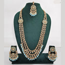 Rajwadi Collection Exquisite Long Necklace Set Embellished with Sparkling Crystals and Beads