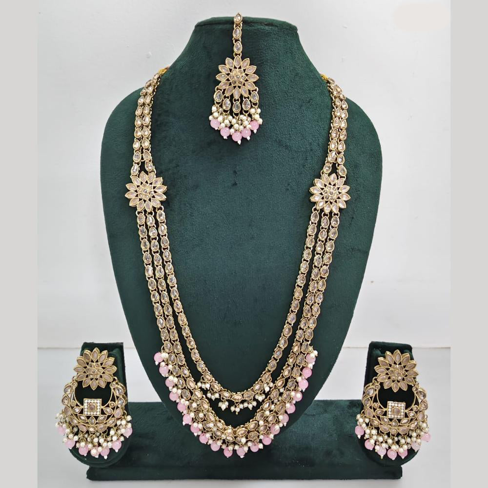 Rajwadi Collection Exquisite Long Necklace Set Embellished with Sparkling Crystals and Beads