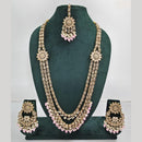 Rajwadi Collection Exquisite Long Necklace Set Embellished with Sparkling Crystals and Beads
