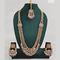 Rajwadi Collection Exquisite Long Necklace Set Embellished with Sparkling Crystals and Beads