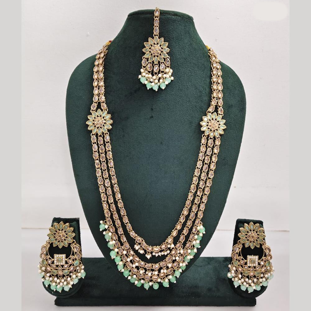 Rajwadi Collection Exquisite Long Necklace Set Embellished with Sparkling Crystals and Beads