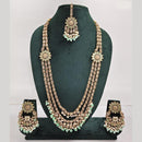 Rajwadi Collection Exquisite Long Necklace Set Embellished with Sparkling Crystals and Beads
