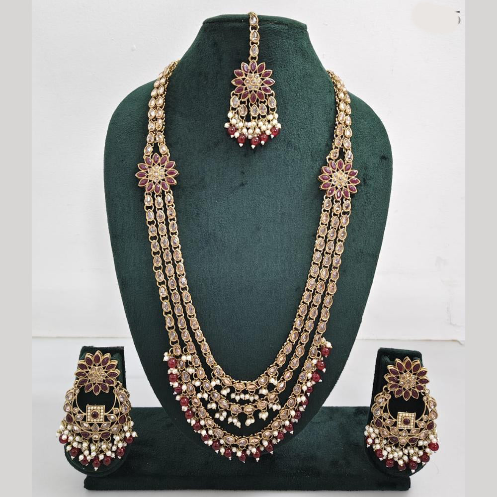 Rajwadi Collection Exquisite Long Necklace Set Embellished with Sparkling Crystals and Beads